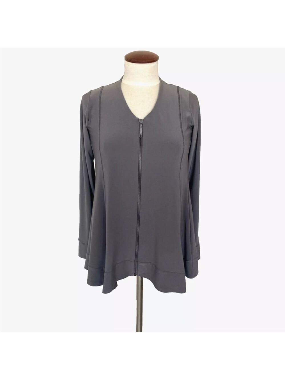 Sympli Grey Trapeze Full Zip Jacket Pockets Sz 6